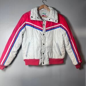 Emilio D’Italia Vintage Ski Jacket Men’s M White Retro 80s Puffer Colorblock